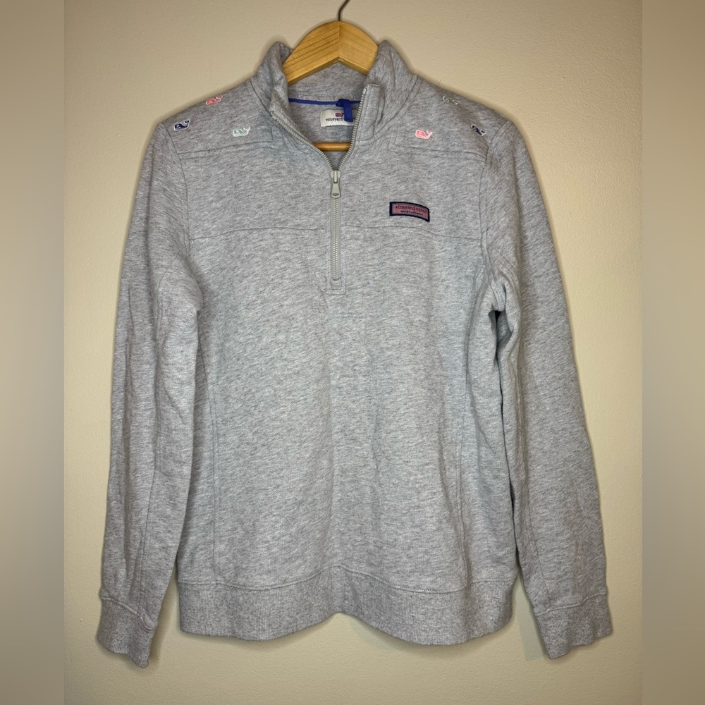 Vineyard Vines Whale 1/4 Zip Pullover Gray‎ M